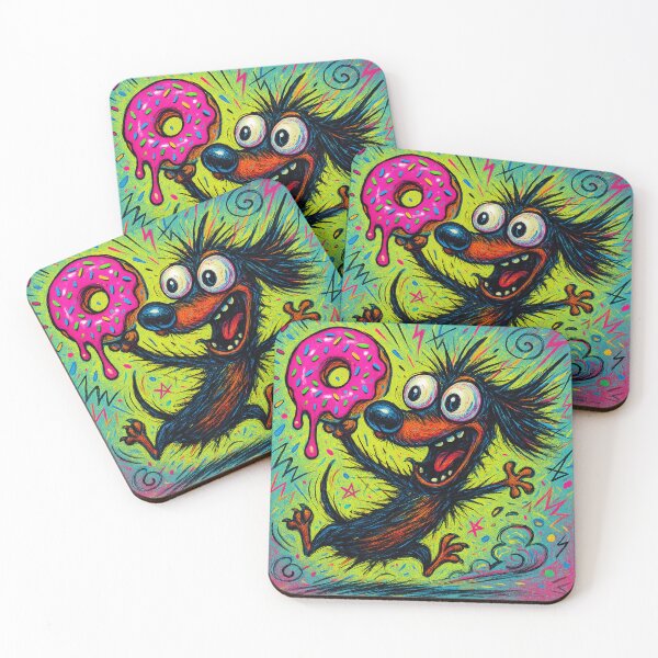 Item preview, Chaotic Dachshund Donut Frenzy – Psychedelic Cartoon Dog Art designed and sold by Darlin8888.