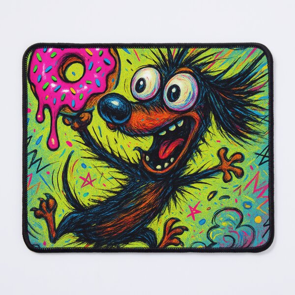 Item preview, Chaotic Dachshund Donut Frenzy – Psychedelic Cartoon Dog Art designed and sold by Darlin8888.
