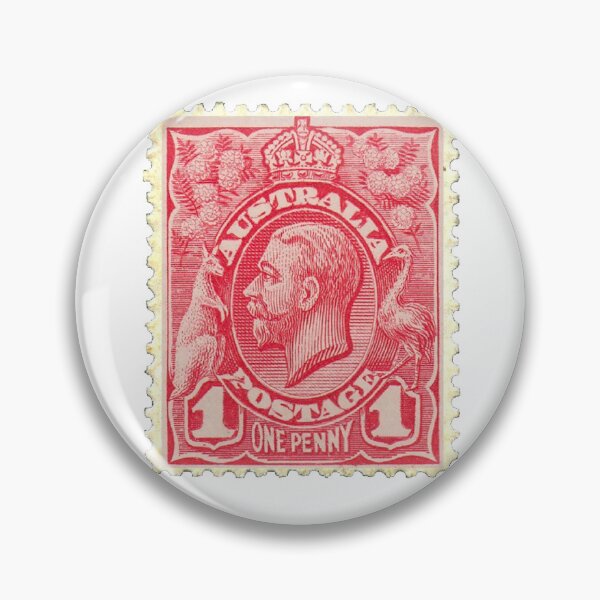 Item preview, Vintage Australia Red One Penny Postage Stamp designed and sold by red-amber65.