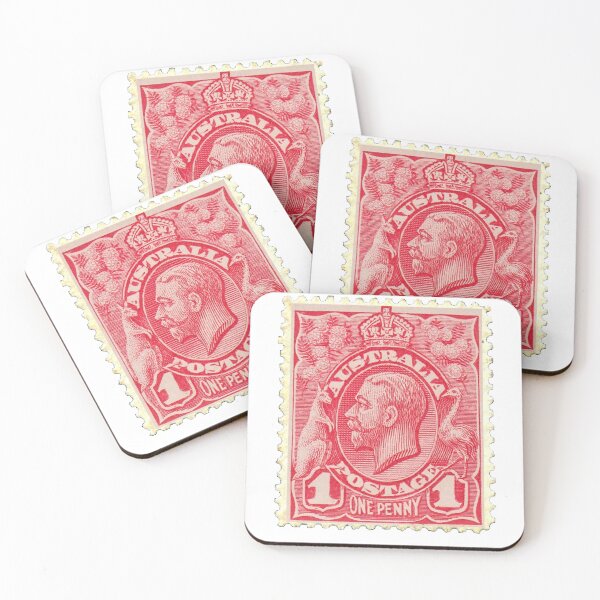 Item preview, Vintage Australia Red One Penny Postage Stamp designed and sold by red-amber65.