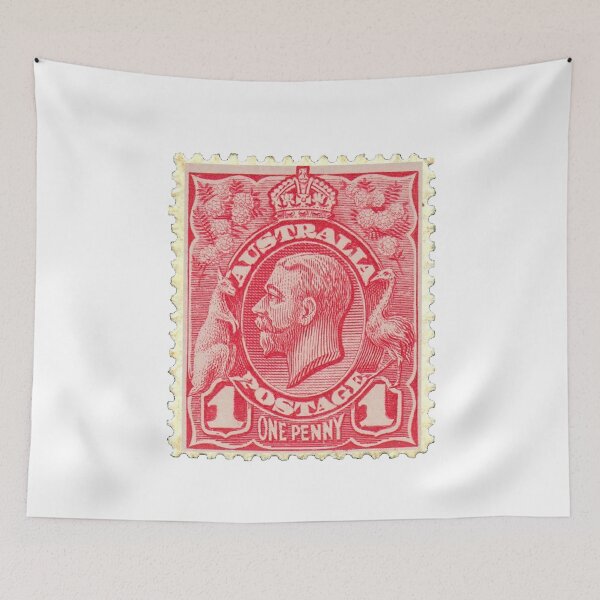 Item preview, Vintage Australia Red One Penny Postage Stamp designed and sold by red-amber65.