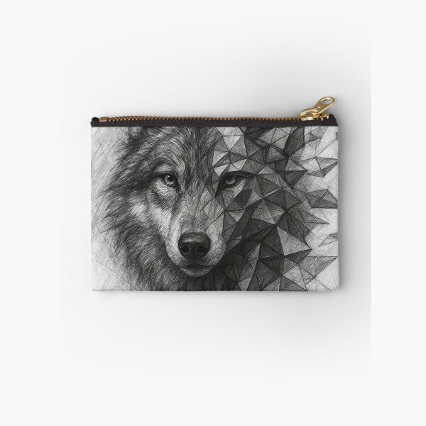 Item preview, Geometric Fractured Wolf – Modern Charcoal Pencil Sketch Art designed and sold by Raja265.