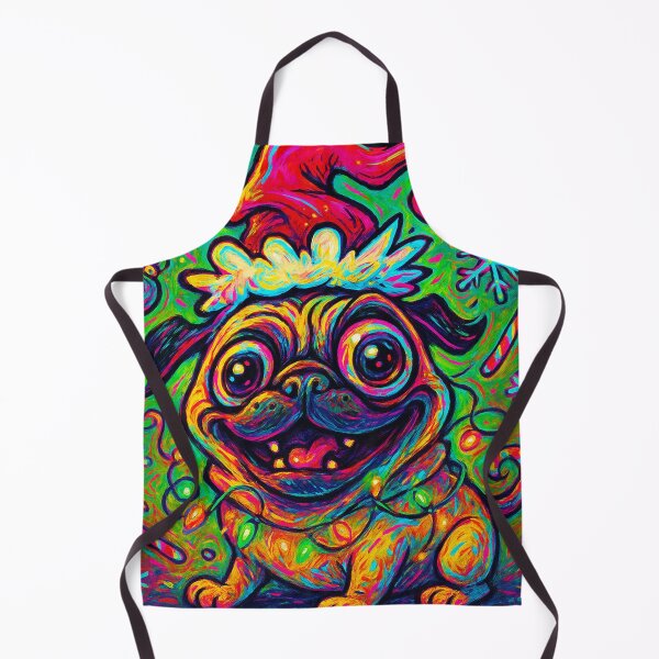 Item preview, Psychedelic Christmas Pug – Crazy Neon Holiday Dog Art designed and sold by Darlin8888.