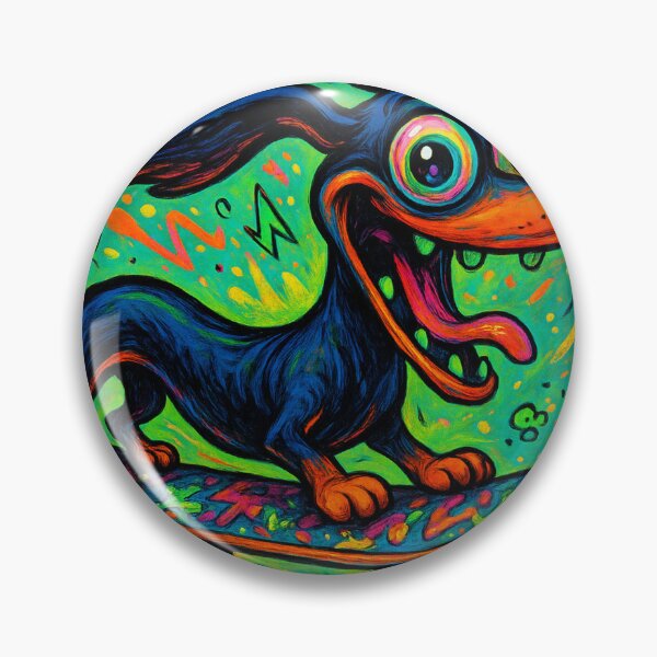 Item preview, Chaotic Neon Dachshund Skateboarding – Psychedelic Dog Art designed and sold by Darlin8888.