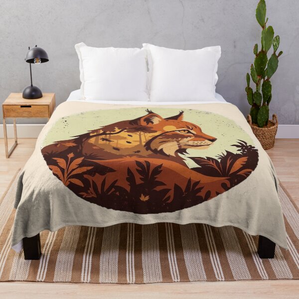 Item preview, Double Exposure Eurasian Lynx Autumn Forest designed and sold by CANDO ART STORE.
