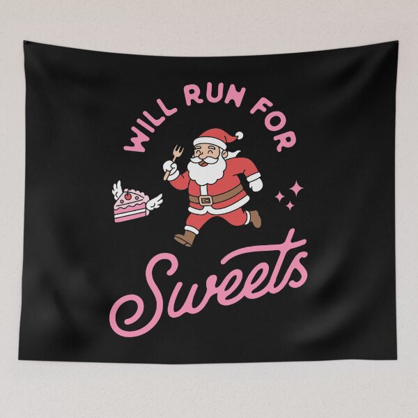 Item preview, Will Run for Sweets - Funny Santa Running and Christmas Cake Lover Design designed and sold by Brogress Project.