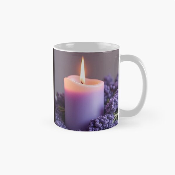 Item preview, Purple candle surrounded by purple blossoms designed and sold by Mianku | Für das Leben.