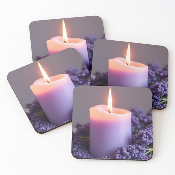 Item preview, Purple candle surrounded by purple blossoms designed and sold by Mianku | Für das Leben.