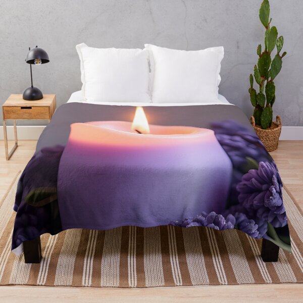 Item preview, Purple candle surrounded by purple blossoms designed and sold by Mianku | Für das Leben.