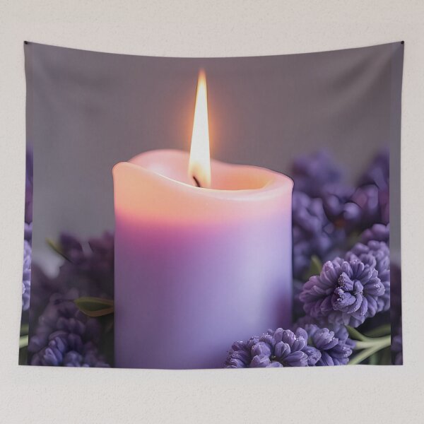 Item preview, Purple candle surrounded by purple blossoms designed and sold by Mianku | Für das Leben.