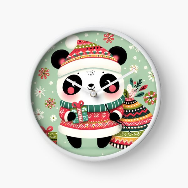 Item preview, Festive Panda with Candy Cane and Snowflakes – Scandinavian Folk Art by heidiannemorris © designed and sold by FOLK ART FUSION by heidiannemorris.