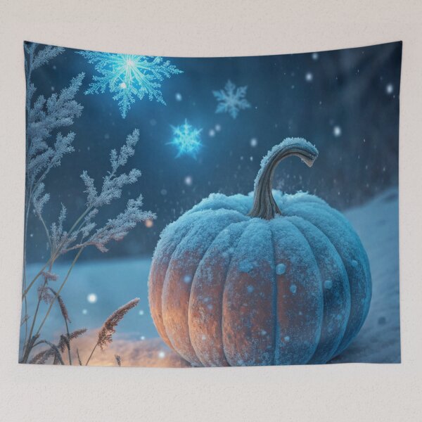 Item preview, Mystical Frost Pumpkin | Glowing Blue Frosty Spiritual Artwork designed and sold by AIfolklore.