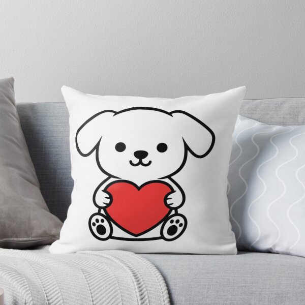 Item preview, Kawaii Puppy Love | Minimalist Cute Dog Holding Red Heart designed and sold by Overshared Studio.