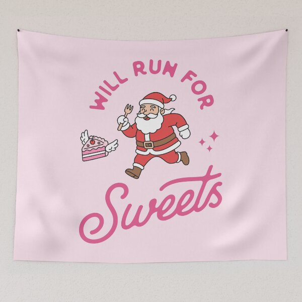 Item preview, Will Run for Sweets - Funny Santa Running and Christmas Cake Lover Design designed and sold by Brogress Project.