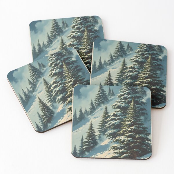 Item preview, Snow-covered fir trees on the mountainside in winter designed and sold by Mianku | Für das Leben.