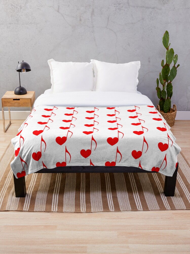 Thumbnail 1 of 6, Throw Blanket, Heart Music Note designed and sold by RubyCollection.