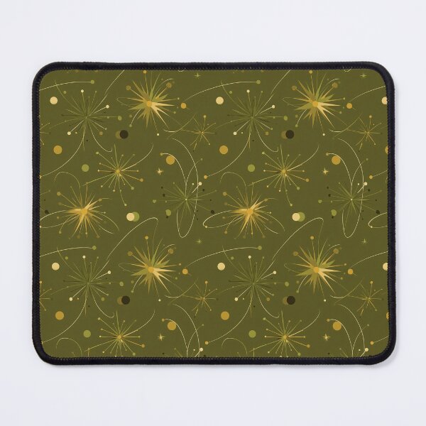 Artikelvorschau, Atomic Starbursts and Cosmic Orbs in Green Gold & Black – Olive Orbit entworfen und verkauft von The Print Parlor.