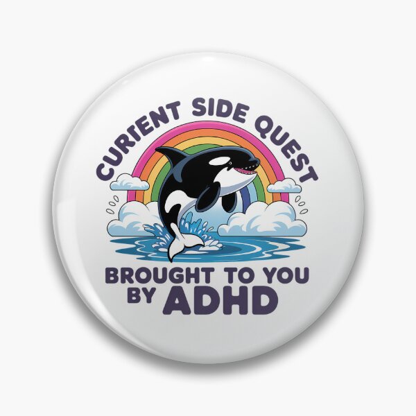 Item preview, Cute ADHD Side Quest Design – Funny Rainbow Whale Distraction Sticker designed and sold by Suzy Perez Art.
