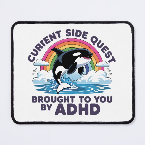 Item preview, Cute ADHD Side Quest Design – Funny Rainbow Whale Distraction Sticker designed and sold by Suzy Perez Art.