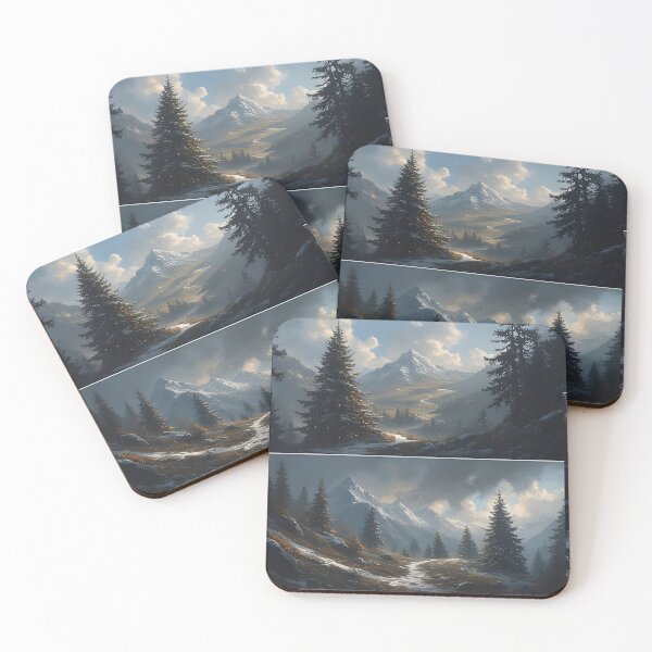 Item preview, Winter mountain landscape with snow-covered peaks and fir trees designed and sold by Mianku | Für das Leben.