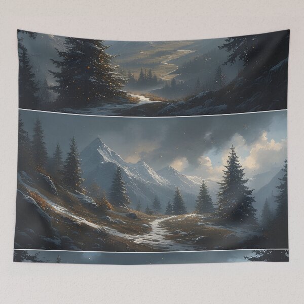 Item preview, Winter mountain landscape with snow-covered peaks and fir trees designed and sold by Mianku | Für das Leben.