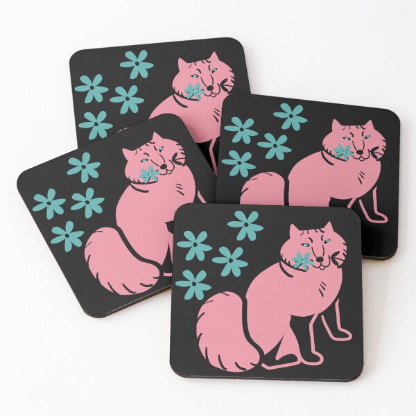 Item preview, Fox pattern in scandinavian style Black pink and Turquoise designed and sold by belettelepink.