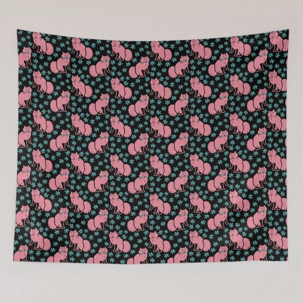 Item preview, Fox pattern in scandinavian style Black pink and Turquoise designed and sold by belettelepink.