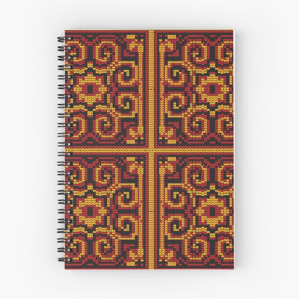Item preview, Hmong Ethnic Folk Tile Pattern Red Gold Oriental Swirl Stitch designed and sold by SGStudio_Thailand.