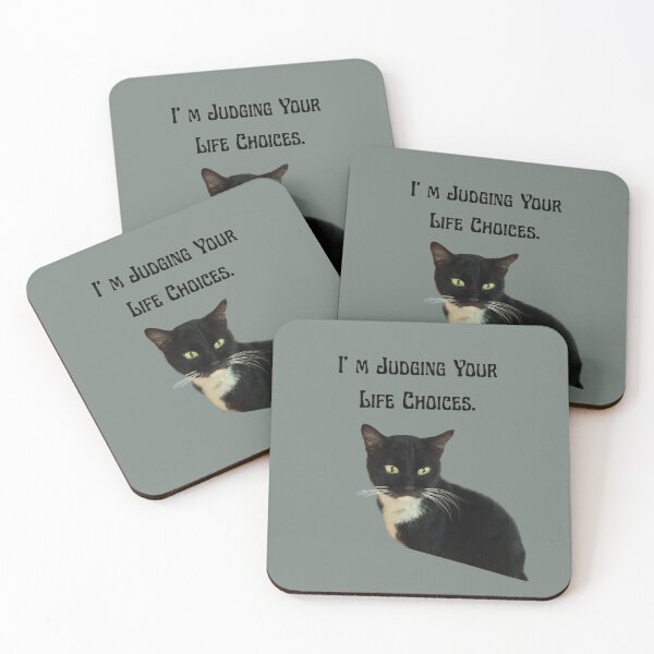 Item preview, Funny Cat Judging You - "I'm Judging Your Life Choices" Tuxedo Cat Sticker & T-Shirt designed and sold by arceeddesign.