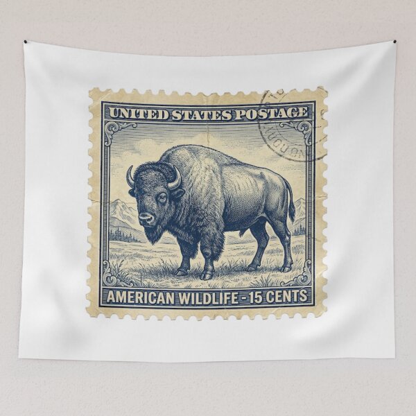 Item preview, Vintage Engraved American Bison Stamp Art designed and sold by EverBranz-stor.