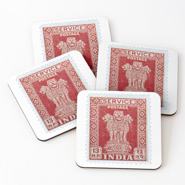 Item preview, Vintage Indian Lions Red Postage Stamp designed and sold by red-amber65.
