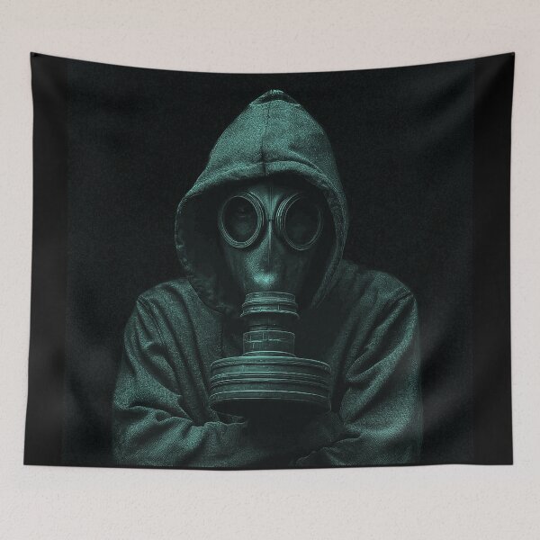 Item preview, Hooded Gas Mask Shadow – Dark Techno Aesthetic designed and sold by DarkSpaceVibes.