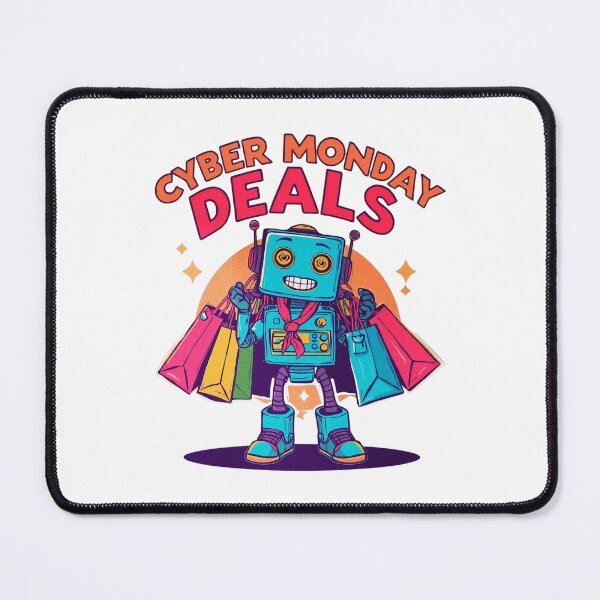 Item preview, Cyber Monday Robot Shopper – Colorful Retro Deals Design designed and sold by phiawdesign9.