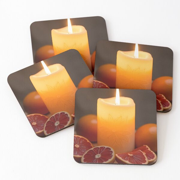 Item preview, Unique still life composition with candle and blood oranges. designed and sold by Mianku | Für das Leben.