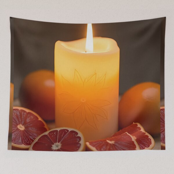 Item preview, Unique still life composition with candle and blood oranges. designed and sold by Mianku | Für das Leben.