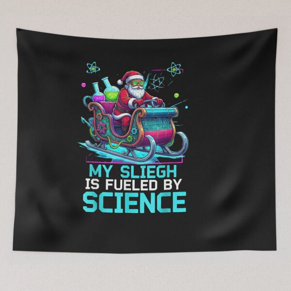 Item preview, Futuristic STEM Sleigh Christmas Tee - Glowing Science & Neon Santa designed and sold by ZyxDes.