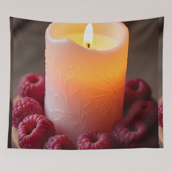 Item preview, Candle and raspberries: A warm play of light for the senses designed and sold by Mianku | Für das Leben.