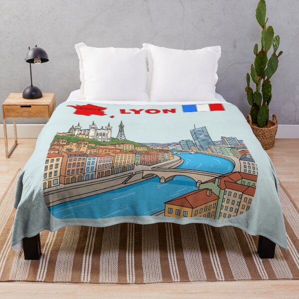 Item preview, Lyon France Colorful Cityscape, Artistic Travel Illustration designed and sold by mashmosh.