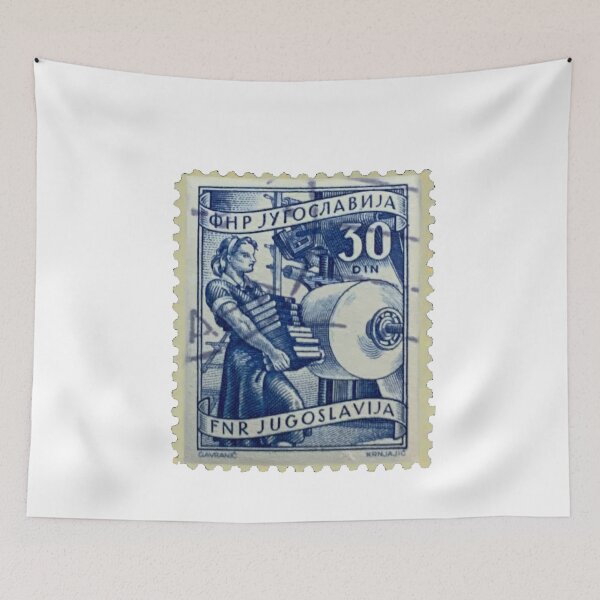 Item preview, Vintage Yugoslavia Workers Blue Postage Stamp designed and sold by red-amber65.