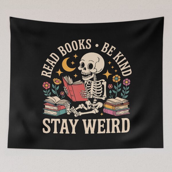 Item preview, Read Books Be Kind Stay Weird Skeleton Reading Funny Book designed and sold by JuneLisa1.