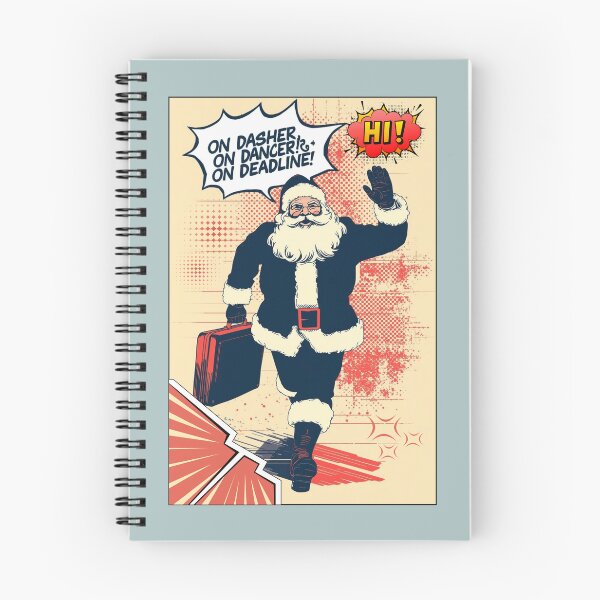 Item preview, Santa’s  on a deadline – Funny Christmas Pop Art Cartoon Design designed and sold by mndesignworx.