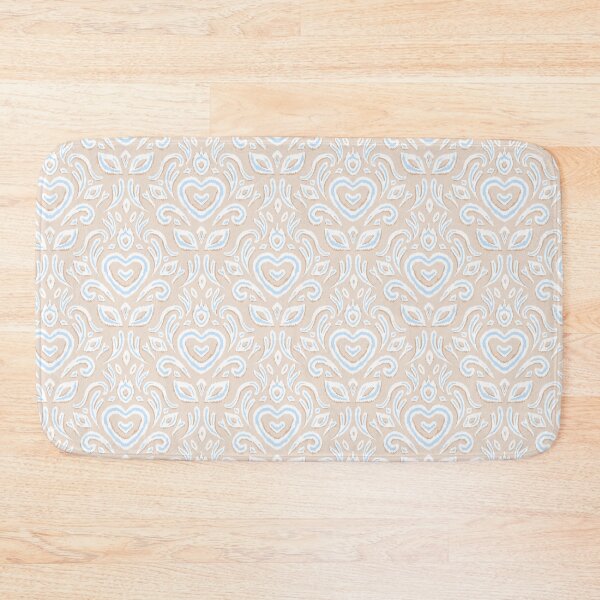 Item preview, Hearts Ikat Oggee Bohemian Soft cream and soft blue designed and sold by pholiumsigma_design.