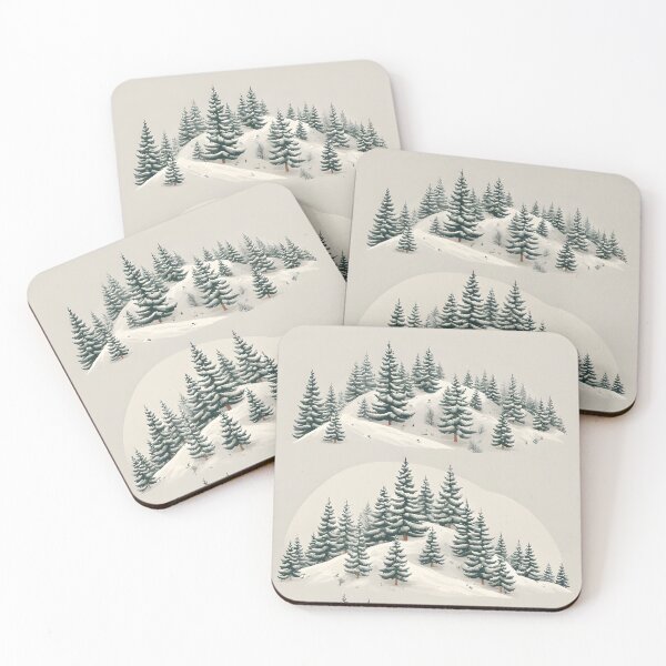 Artikelvorschau, Winterlandschaft Illustration mit verschneiten Hügeln und Tannen entworfen und verkauft von Mianku | Für das Leben.