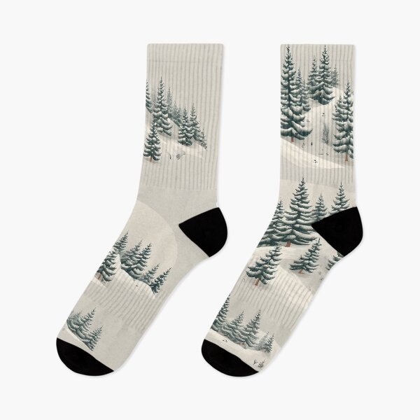 Item preview, Winter landscape illustration with snow-covered hills and fir trees designed and sold by Mianku | Für das Leben.