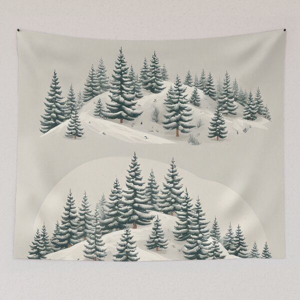 Item preview, Winter landscape illustration with snow-covered hills and fir trees designed and sold by Mianku | Für das Leben.
