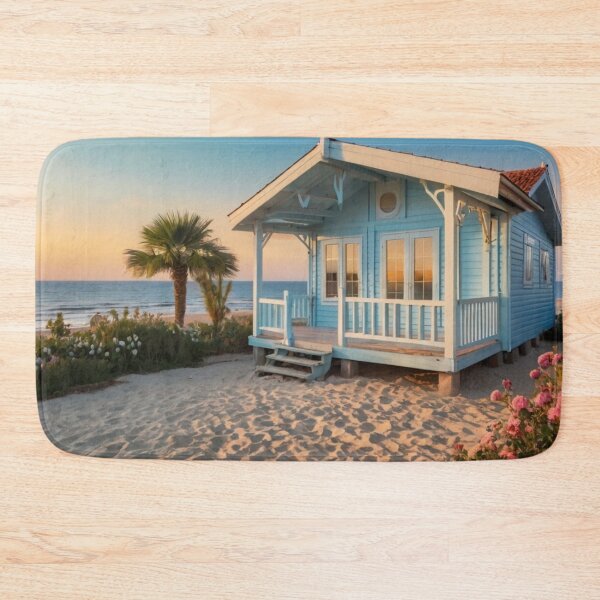 Item preview, Soft Light Blue Oceanfront Cottage with Garden Blossoms designed and sold by BlareBlare.