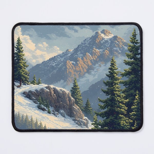 Item preview, Pixel art: Snow-covered mountain cabin in a winter forest designed and sold by Mianku | Für das Leben.