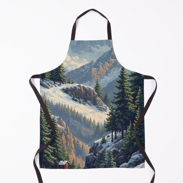 Item preview, Pixel art: Snow-covered mountain cabin in a winter forest designed and sold by Mianku | Für das Leben.