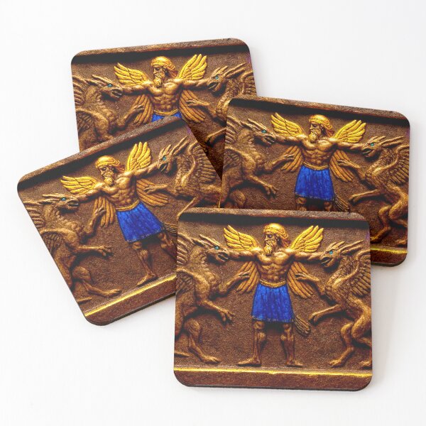Item preview, Ninurta Battles Winged Beasts, Winged Warrior, Ancient Mesopotamian Relief Art, Fine Art designed and sold by PaparazziAnunnaki.