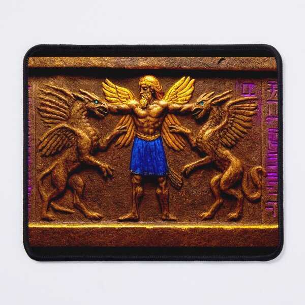 Item preview, Ninurta Battles Winged Beasts, Winged Warrior, Ancient Mesopotamian Relief Art, Fine Art designed and sold by PaparazziAnunnaki.